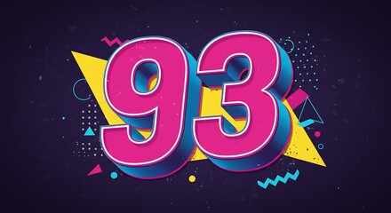 Number Ninety-three Graphic Design Retro Style