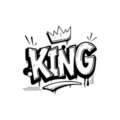 Street art graffiti lettering king with crown in bold urban style © Asyam Design