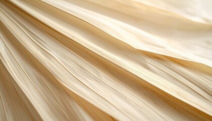 Abstract close up of a dried palm leaf creating a modern organic design in light neutral tones