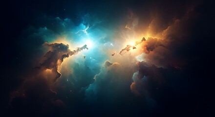 Cosmic Creation, Celestial Energy, Universe Genesis, Divine Hand, Galactic Birth.