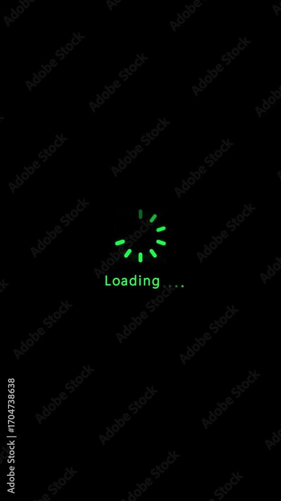 Aufkleber green loading spinner with text on black background waiting progress