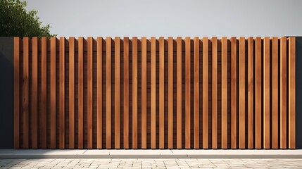 Vertical wooden slats providing privacy and security, suitable for fences and walls providing