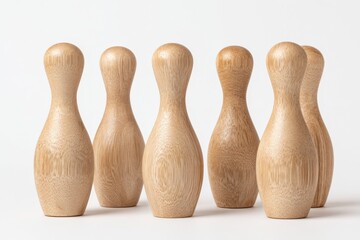 Wooden bowling pins, light beige