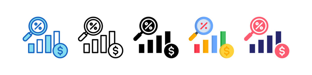 Ebitda Multiple Style Icon Set Collection. 