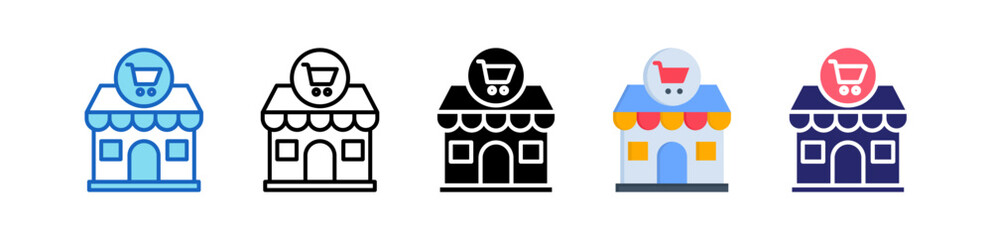 Retailer Multiple Style Icon Set Collection. 