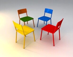 Colorful chairs in a circle