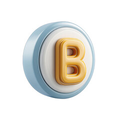 Obraz premium 3D rendered, light-blue button with a bold, yellow, letter 