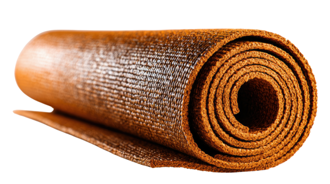 Rolled Yoga Mat: A tightly rolled yoga mat, ready for a revitalizing session, embodies the essence of health, wellness, and mindful practice, inviting you to unwind and recharge.
