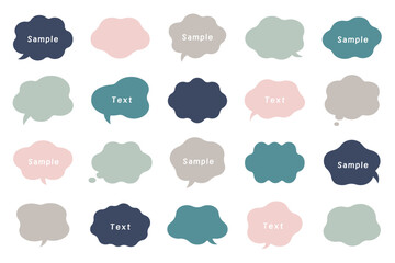 ふにゃふにゃの吹き出し　手描き　雲　フレーム　飾り　装飾　素材　イラスト　ベクター　セット　あしらい