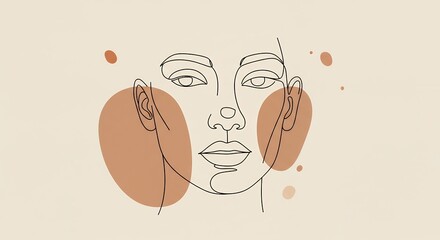 Abstract female face line art