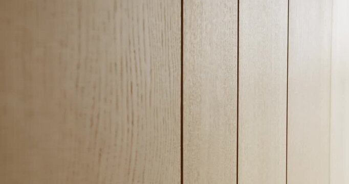 Wooden wood background texture board. Wooden panels in kitchen room. Empty room and wood panels wall background. 