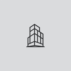 Modern city building architecture line art minimalist logo.