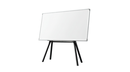 Blank Whiteboard: A clean, modern whiteboard stands ready to capture ideas, concepts, and strategies, symbolizing a space for brainstorming and presentations.