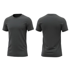 Gray T-Shirt Mockup Front and Back View on Transparent Background