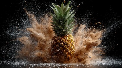 Pineapple exploding in a brown powder cloud (1)