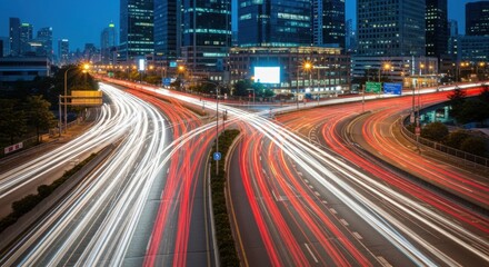 Abstract Cityscape Traffic Trails at Night