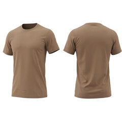 Plain Brown T-Shirt Mockup Front and Back on Transparent Background
