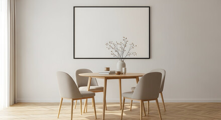 Modern Minimalist Dining Room Interior Design Mockup Scandinavian Style