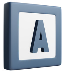 3D Letter A Icon – Blue and White Block Style Alphabet
