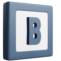 3D Letter B Icon &ndash; Blue and White Block Style Alphabet