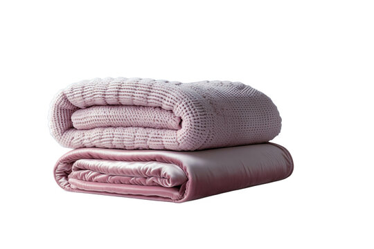 Two soft pink folded blankets on a black background