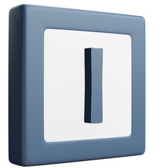 3D Letter I Icon &ndash; Blue and White Block Style Alphabet