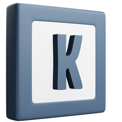 3D Letter K Icon &ndash; Blue and White Block Style Alphabet