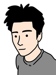 cartoon man staring, character of person