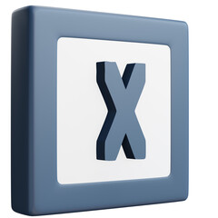 3D Letter X Icon &ndash; Blue and White Block Style Alphabet
