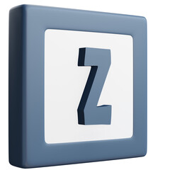 3D Letter Z Icon &ndash; Blue and White Block Style Alphabet