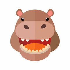 Naklejka premium Hippo Head Illustration in Flat Vector Wild Animal Design 