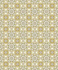 "Seamless Golden Floral Pattern on White Background for Wallpaper, Tiles, Fabric, and Geometric Design"