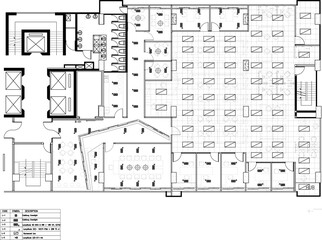 "Furniture Layout Plan of Office Building with Ceiling and Electrical Lighting Positions in Vector Format"