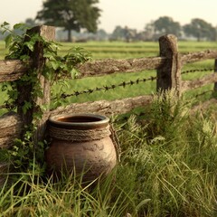 Clay Pot in a Field