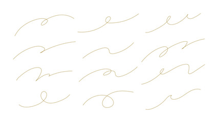 手書きのおしゃれな線　抽象的な装飾イラストセット　落書き　波線　あしらい