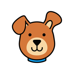 Obraz premium Cute Dog Cartoon Illustration with Collar and Happy Expression.