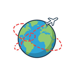 Global Travel with Airplane Around the World.