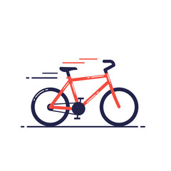Fototapeta premium Red Bicycle Speeding Along the Road Illustration.