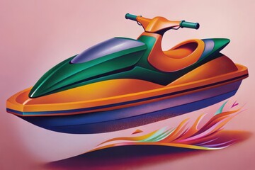 Naklejka premium Illustration of a colorful jet ski for summer water sport and recreation