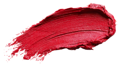 Red metallic lipstick swatch isolated on transparent background