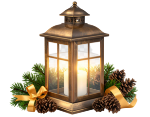 Decorative Vintage Lantern with Festive Glow Isolated PNG