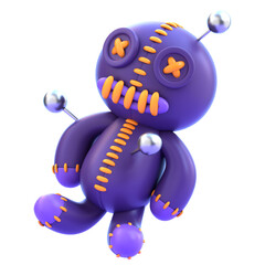 Voodoo Doll 3D Icon &mdash; Fantasy & Mystic Cursed Effigy, Enchanted Puppet, Dark Magic Relic, Arcane Charm, and Occult Artifact for Games, Apps, and Creative Design Projects