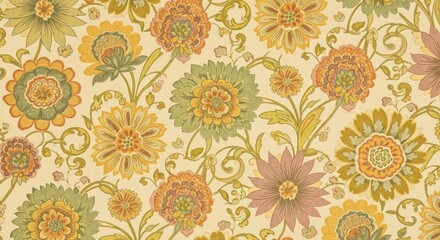 Vintage floral pattern, retro design, textile art