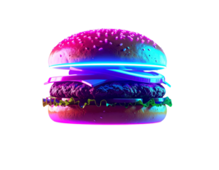  Futuristic Neon Hamburger Menu Icon Isolated PNG