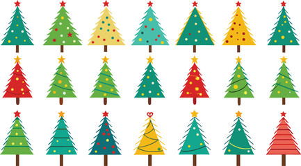 Obraz premium Collection of Christmas trees vector design. Xmas tree bundle