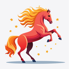 flat vector illustrator of  Fire Horse 