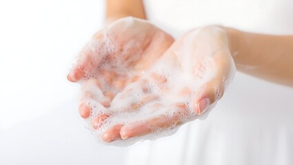 young woman washing hands