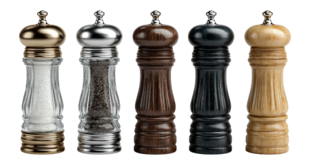 Elegant Collection of Wooden and Metal Spice Mills for Culinary Use