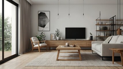 modern living room with fireplace