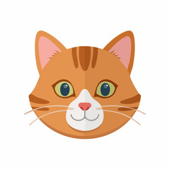 Fototapeta premium Cat Head Illustration in Flat Vector Domestic Animal Design 